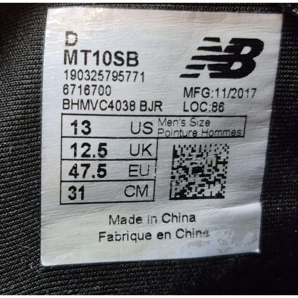 New Balance Shoes Mens 13 Black MT 10 Minimus Trail Minimalist Running MT10SB